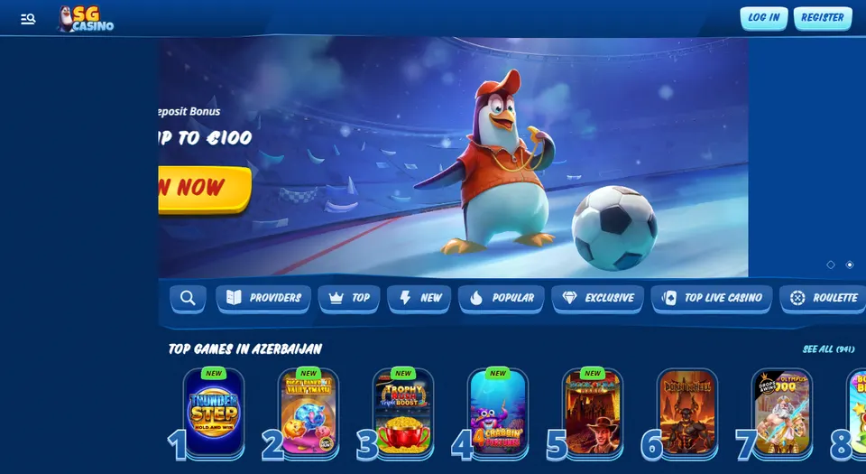 Homepage di SGCasino, settembre 2026